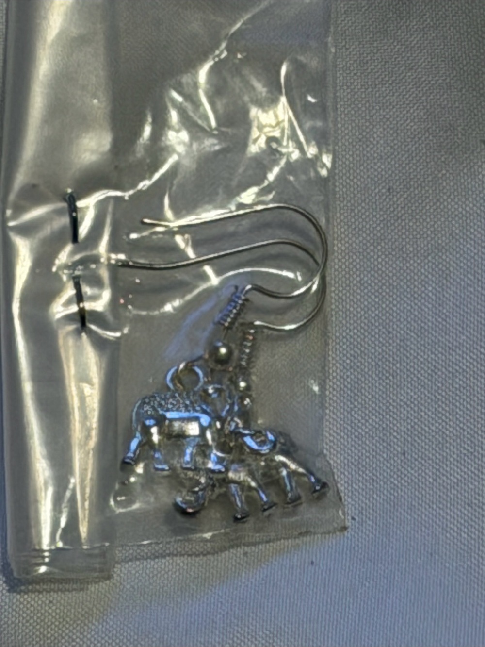 Silver Elephant Dangle Earrings for Kids